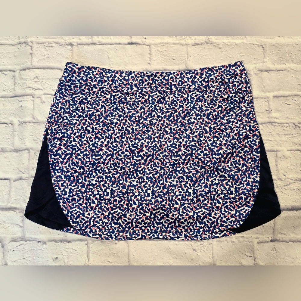 PGA Tour Blue and Pink Patterned Golf Skort With Pockets